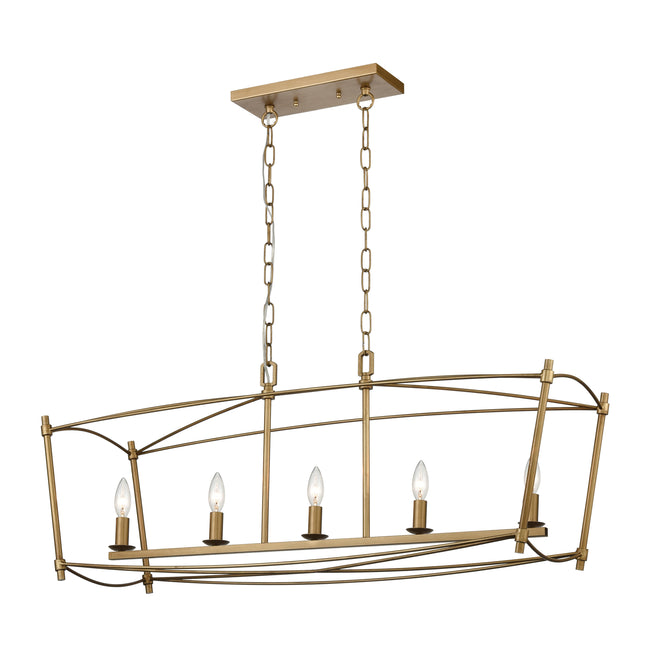 D4462 - Trapan 39'' Wide 5-Light Linear Chandelier - Aged Gold