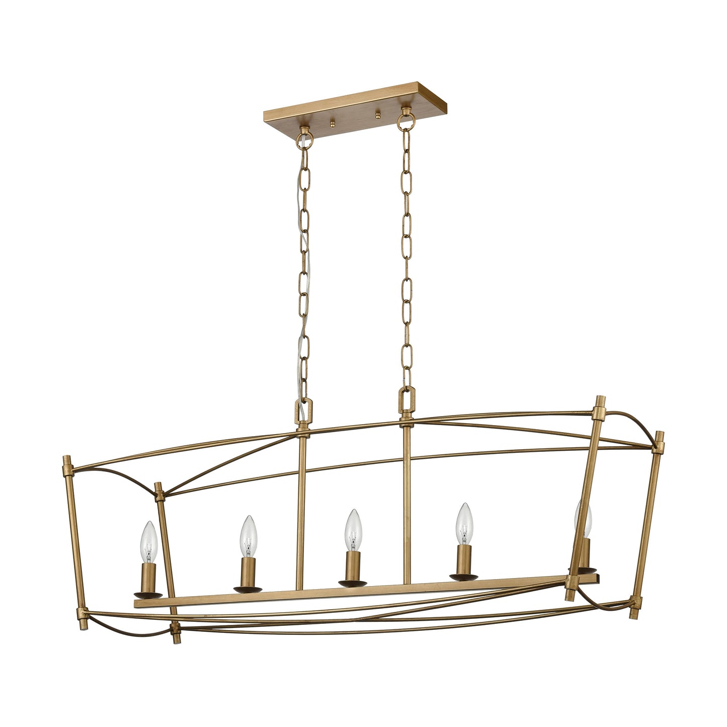 D4462 - Trapan 39'' Wide 5-Light Linear Chandelier - Aged Gold