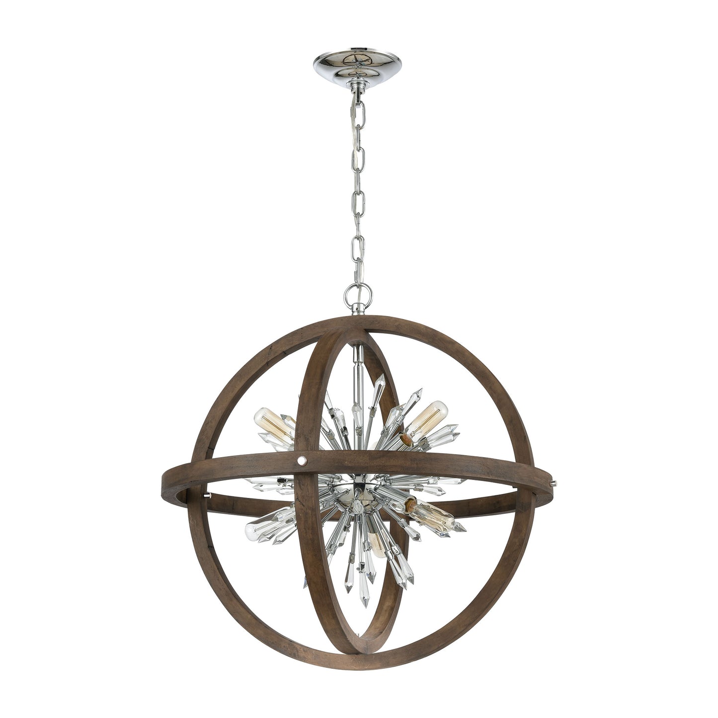 D4469 - Morning Star 30'' Wide 10-Light Pendant - Aged Fir with Chrome