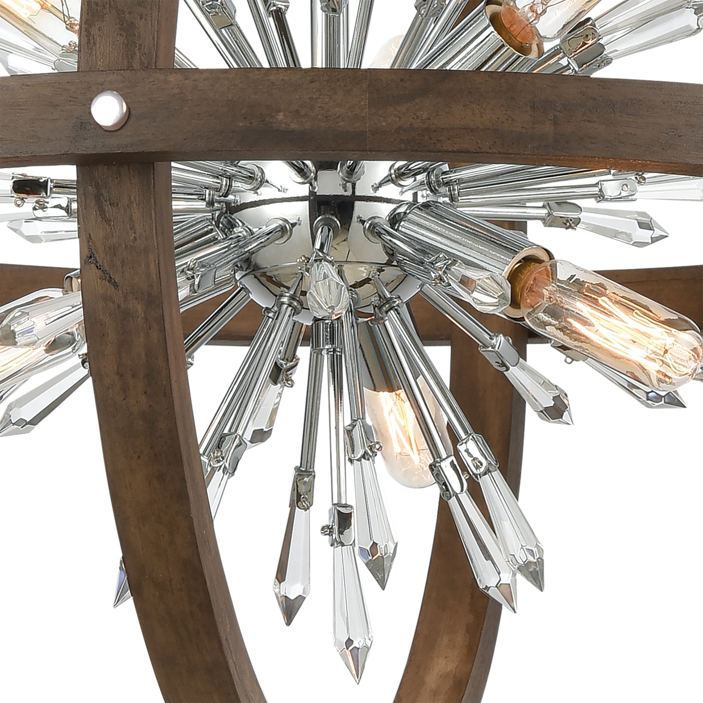 D4469 - Morning Star 30'' Wide 10-Light Pendant - Aged Fir with Chrome