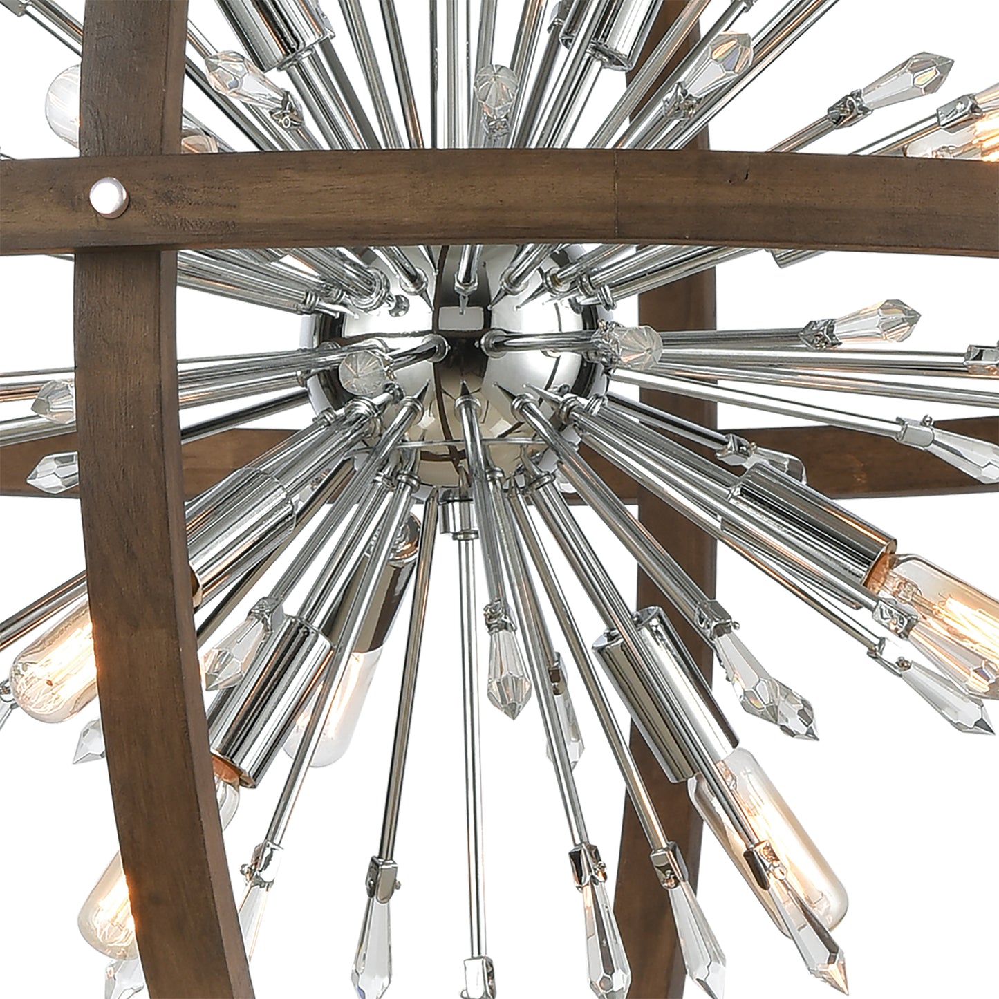 D4470 - Morning Star 19.5'' Wide 6-Light Pendant - Aged Fir with Chrome