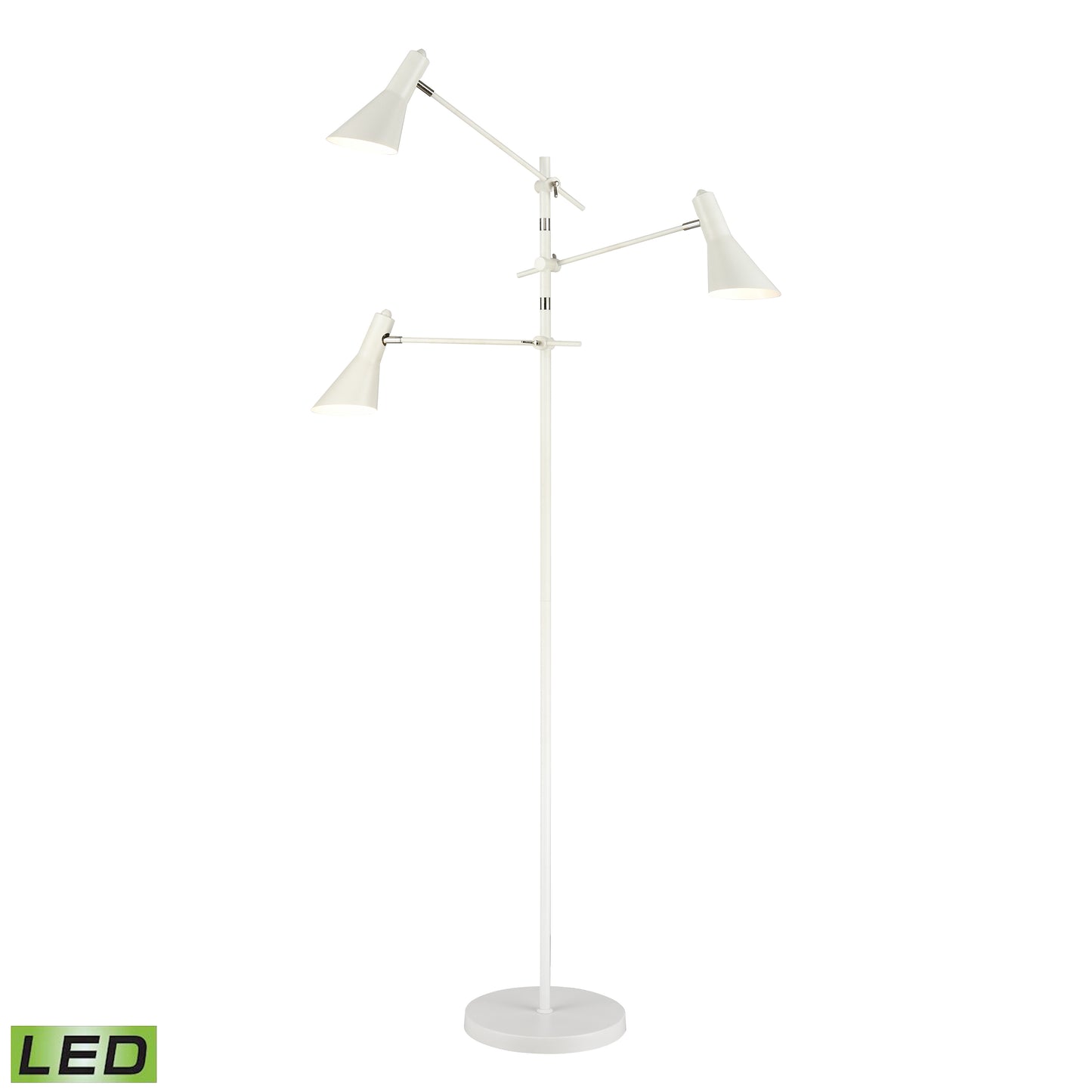 D4537-LED - Sallert 72.75'' High 3-Light Floor Lamp - White - Includes LED Bulbs