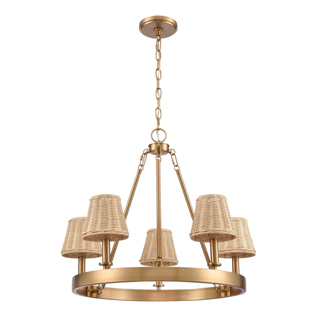 EC89756/5 - Rydell 24.5'' Wide 5-Light Chandelier - Brushed Gold and Rattan