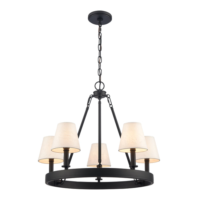 EC89766/5 - Rydell 24.5'' Wide 5-Light Chandelier - Matte Black and Parchment