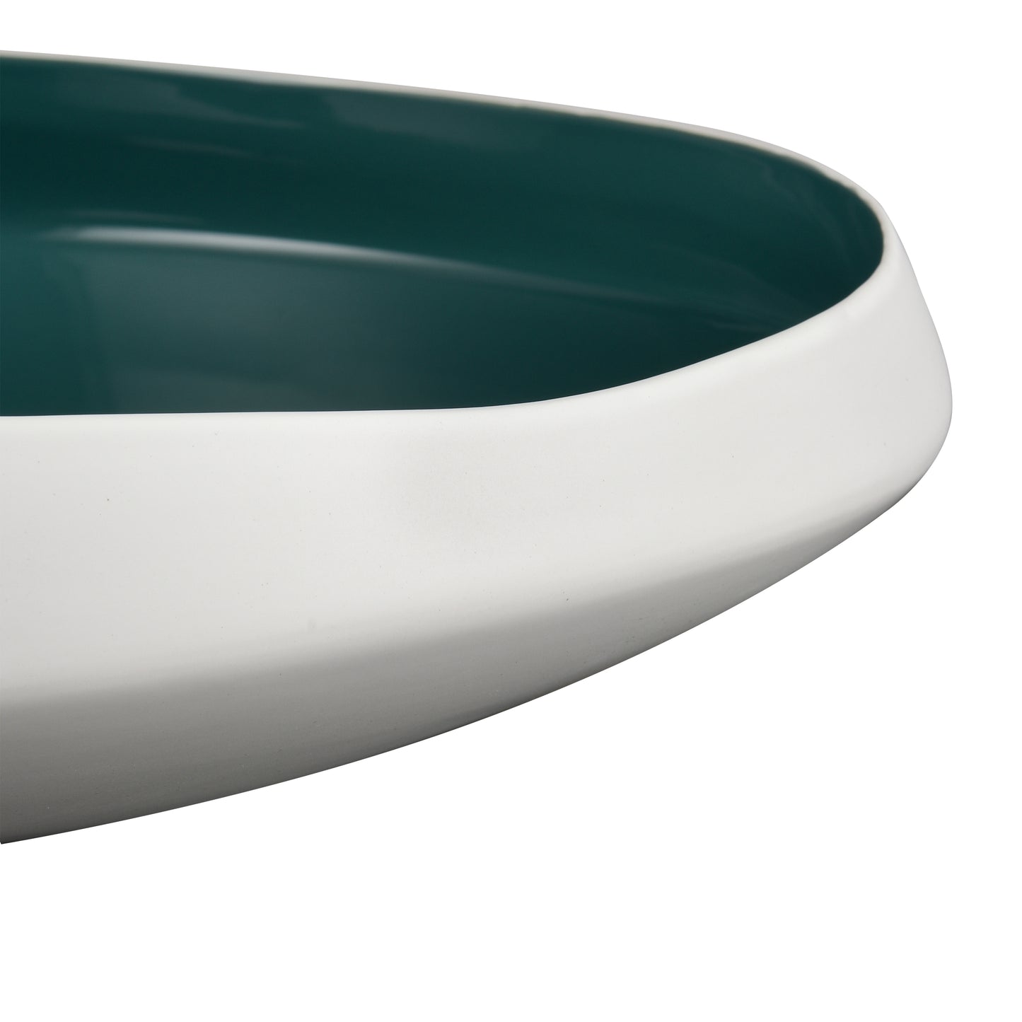 H0017-9744 - Greer Bowl - Low White and Turquoise Glazed