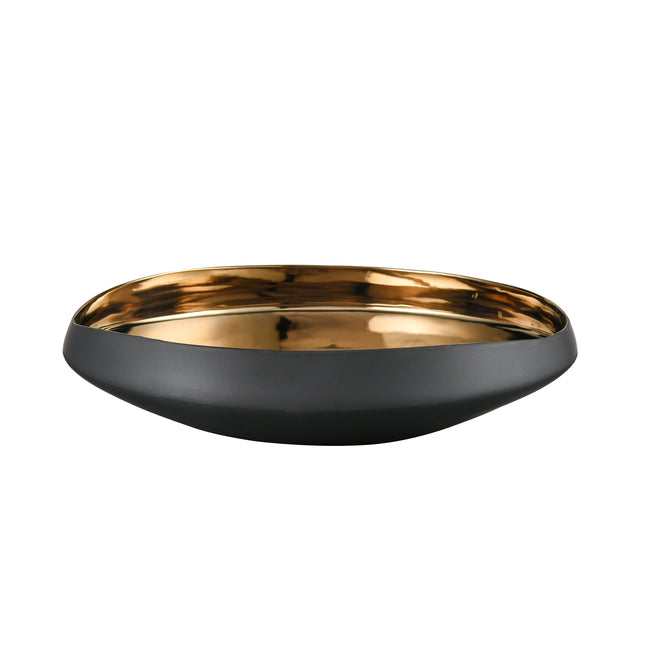 H0017-9745 - Greer Bowl - Low Black and Gold Glazed