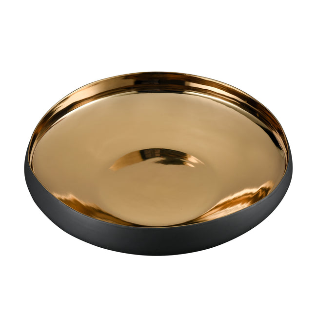 H0017-9745 - Greer Bowl - Low Black and Gold Glazed