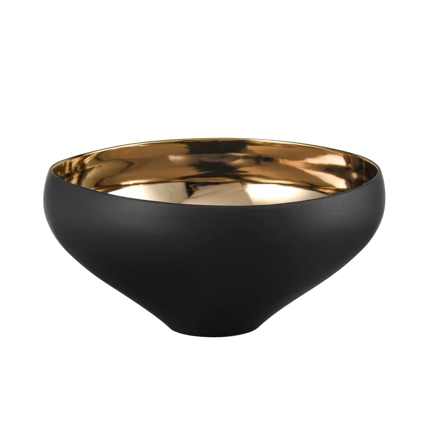 H0017-9754 - Greer Bowl - Tall Black and Gold Glazed