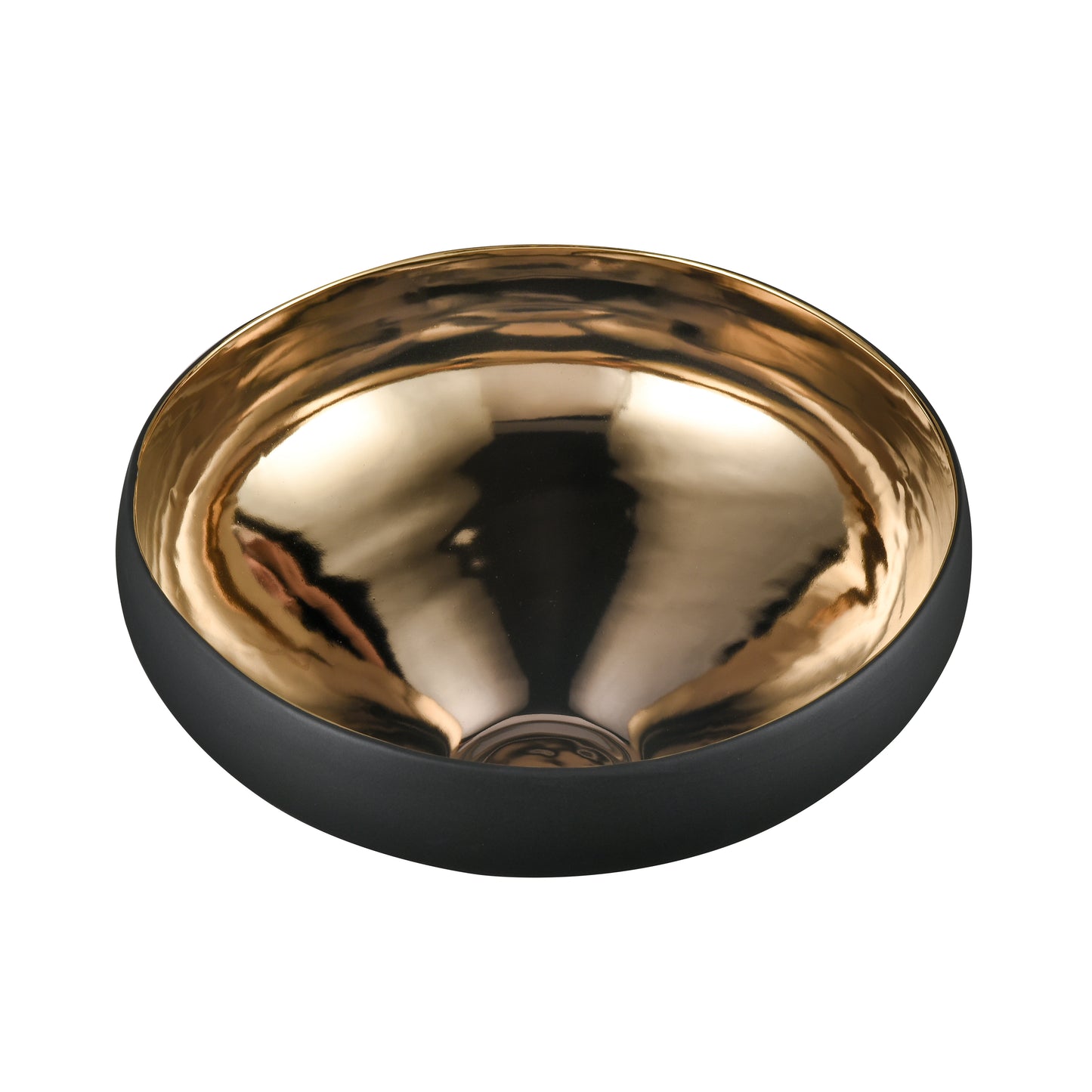 H0017-9754 - Greer Bowl - Tall Black and Gold Glazed