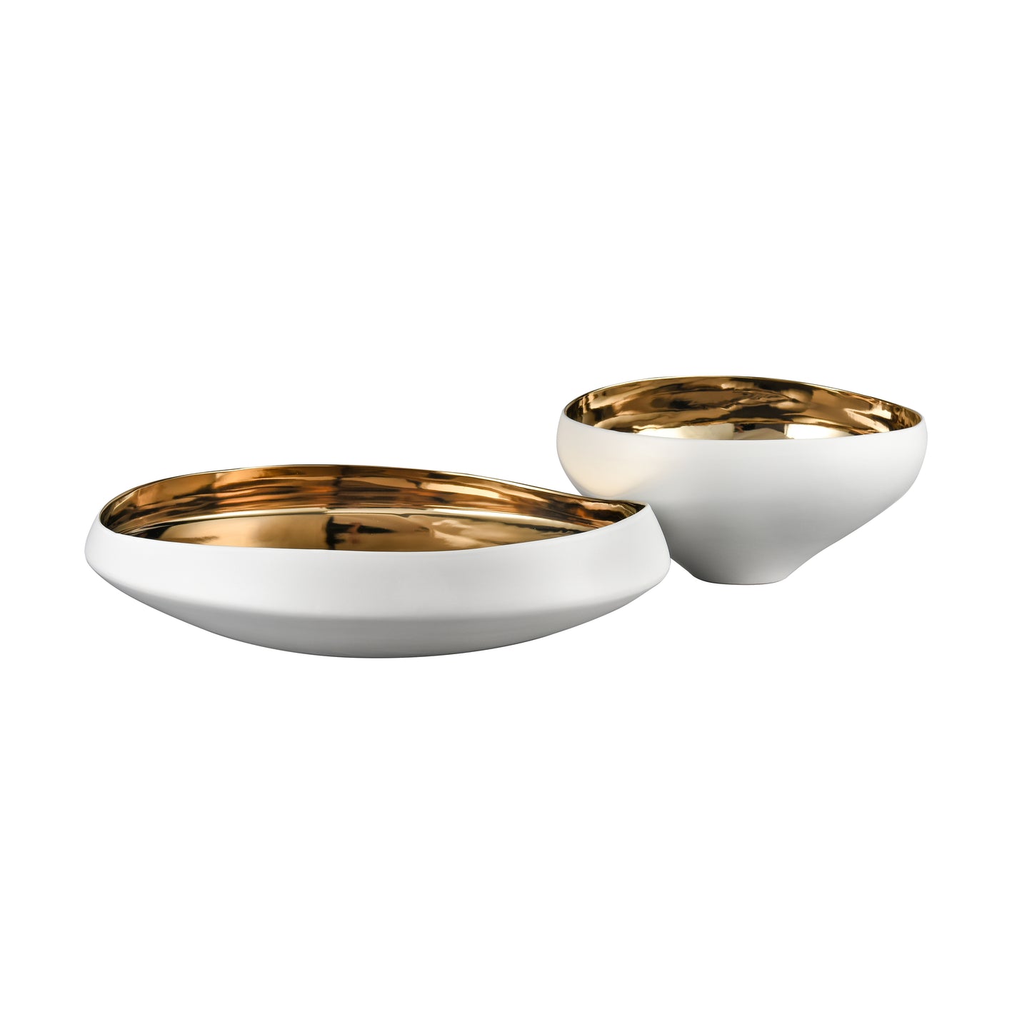 H0017-9755 - Greer Bowl - Tall White and Gold Glazed