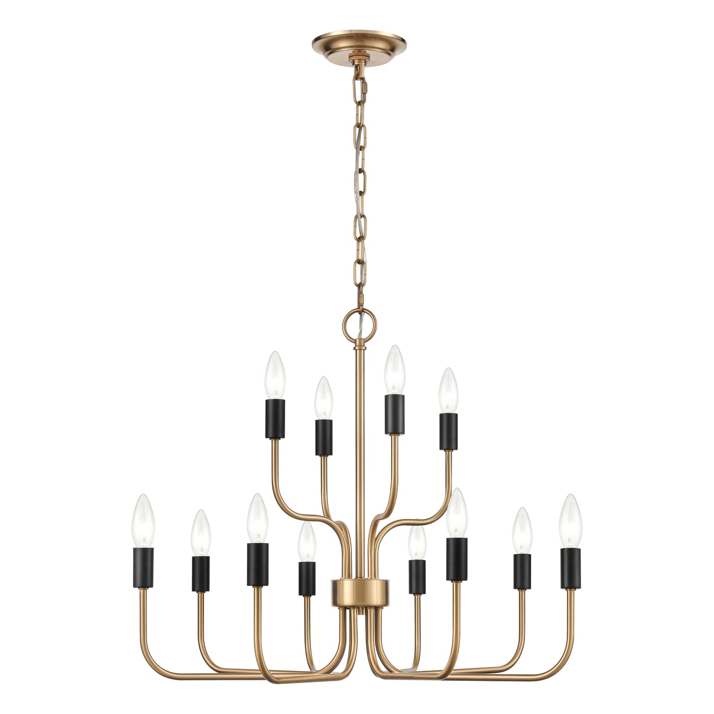 H0018-8566 - Epping Avenue 24'' Wide 12-Light Chandelier - Aged Brass