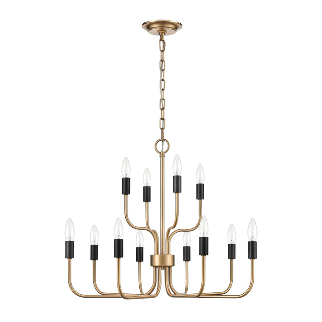 H0018-8566 - Epping Avenue 24'' Wide 12-Light Chandelier - Aged Brass