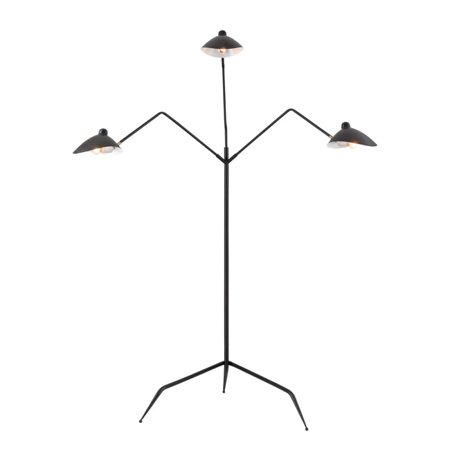 H0019-11103-LED - Risley 81.5'' High 3-Light Floor Lamp - Matte Black - Includes LED Bulb