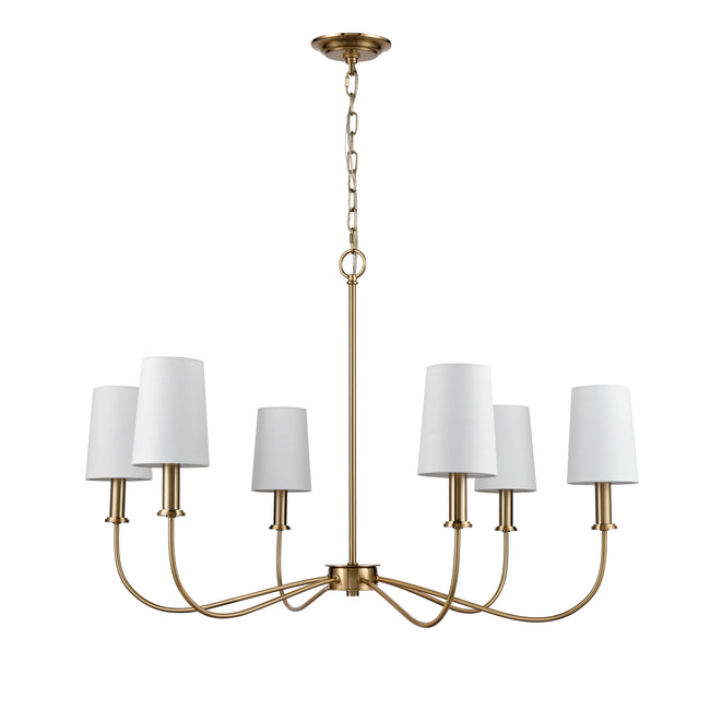 H0019-9613 - West Point 36'' Wide 6-Light Chandelier - Brass