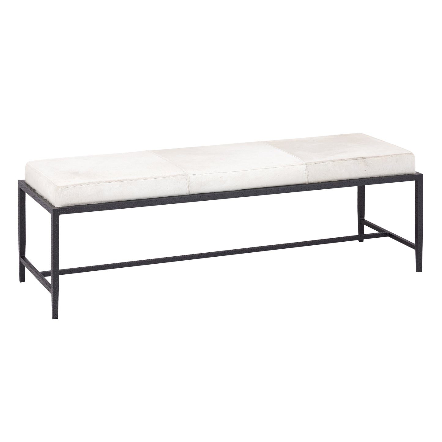 H0805-10873 - Canyon Long Bench - Dark Bronze with Ivory Hide