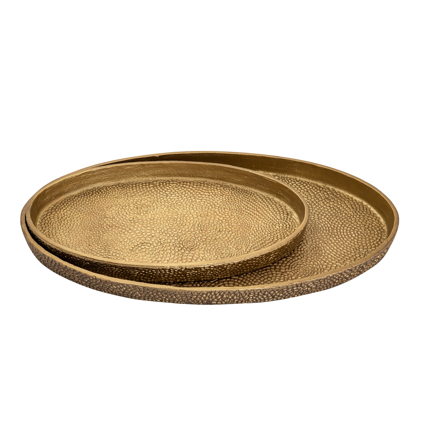 H0807-10655/S2 - Oval Pebble Tray - Set of 2 Brass