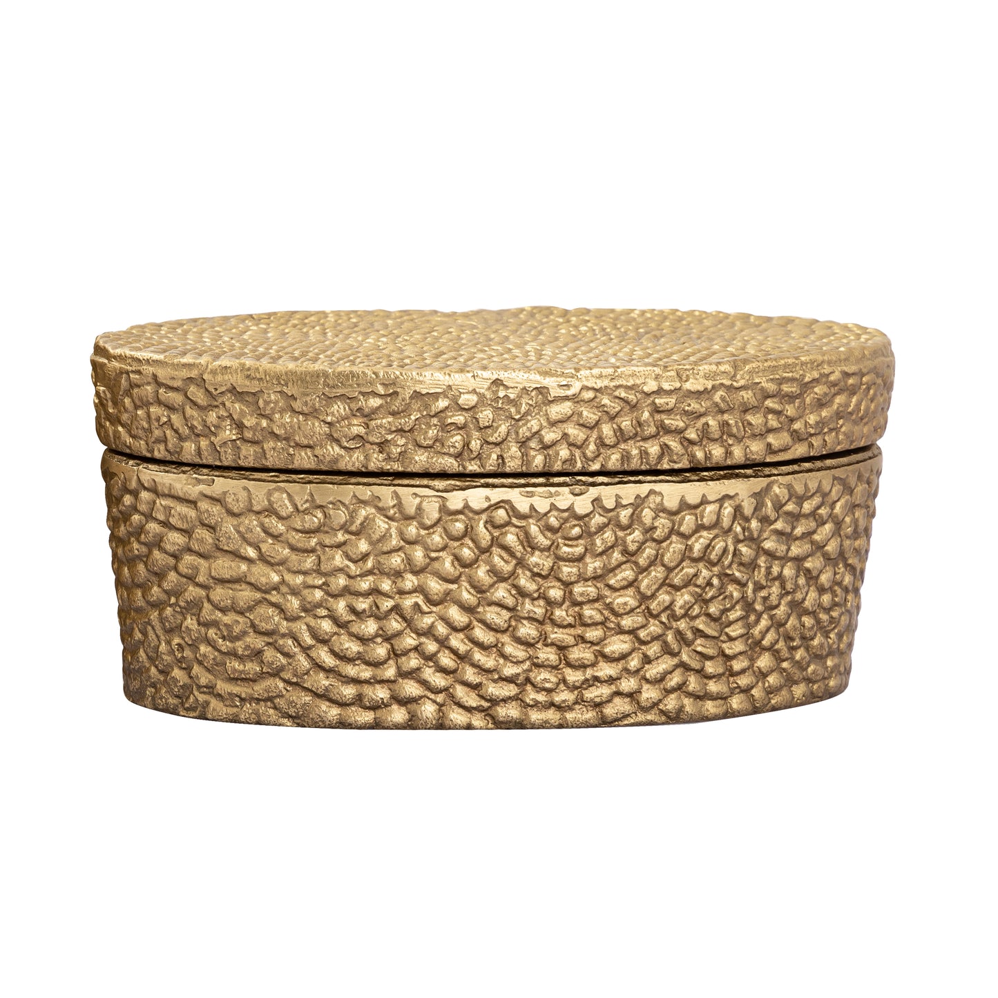 H0807-10656 - Oval Pebble Box - Large Brass