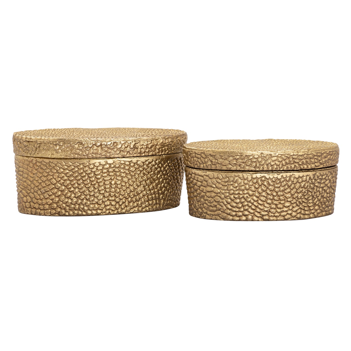 H0807-10656 - Oval Pebble Box - Large Brass