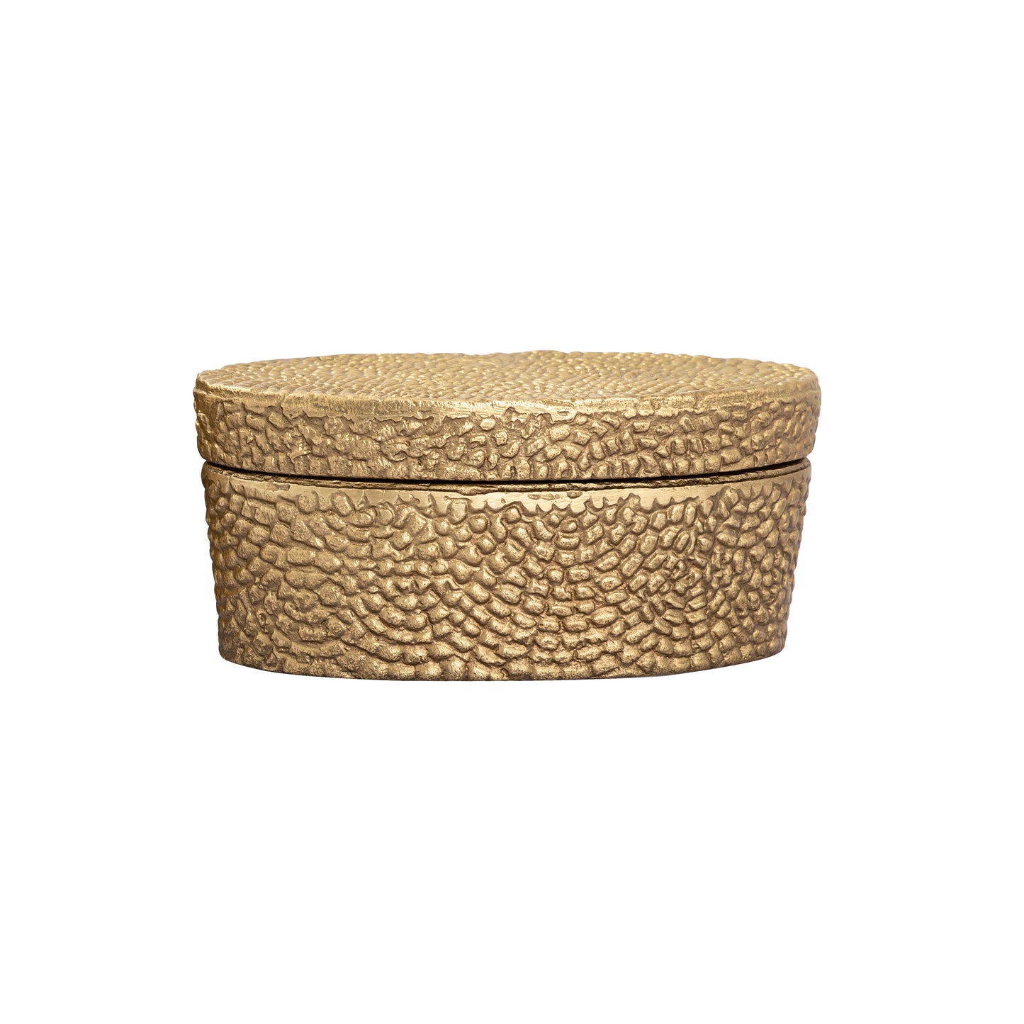 H0807-10657 - Oval Pebble Box - Small Brass