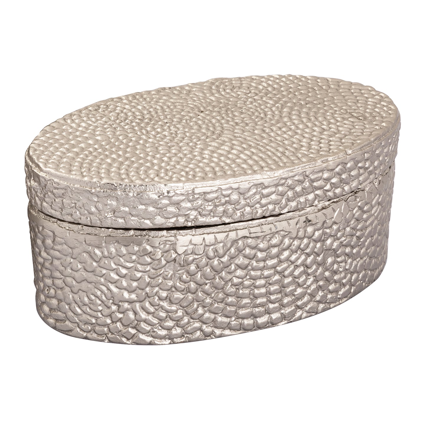 H0807-10658 - Oval Pebble Box - Large Nickel