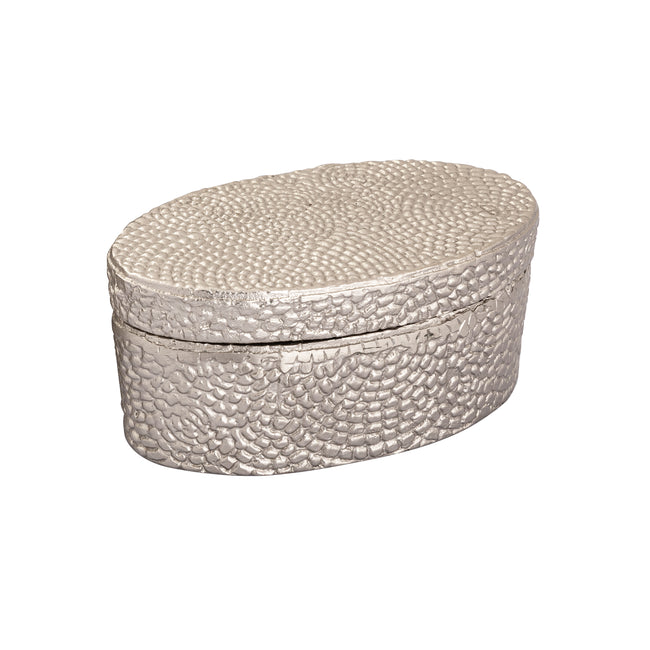 H0807-10658 - Oval Pebble Box - Large Nickel