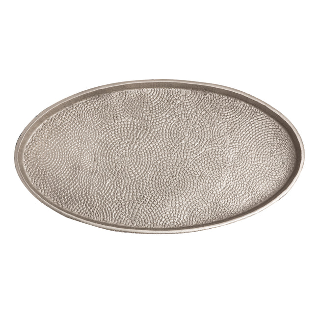 H0807-10660/S2 - Oval Pebble Tray - Set of 2 Nickel