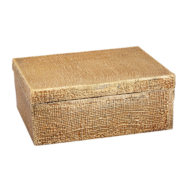 H0807-10662 - Square Linen Texture Box - Large Brass