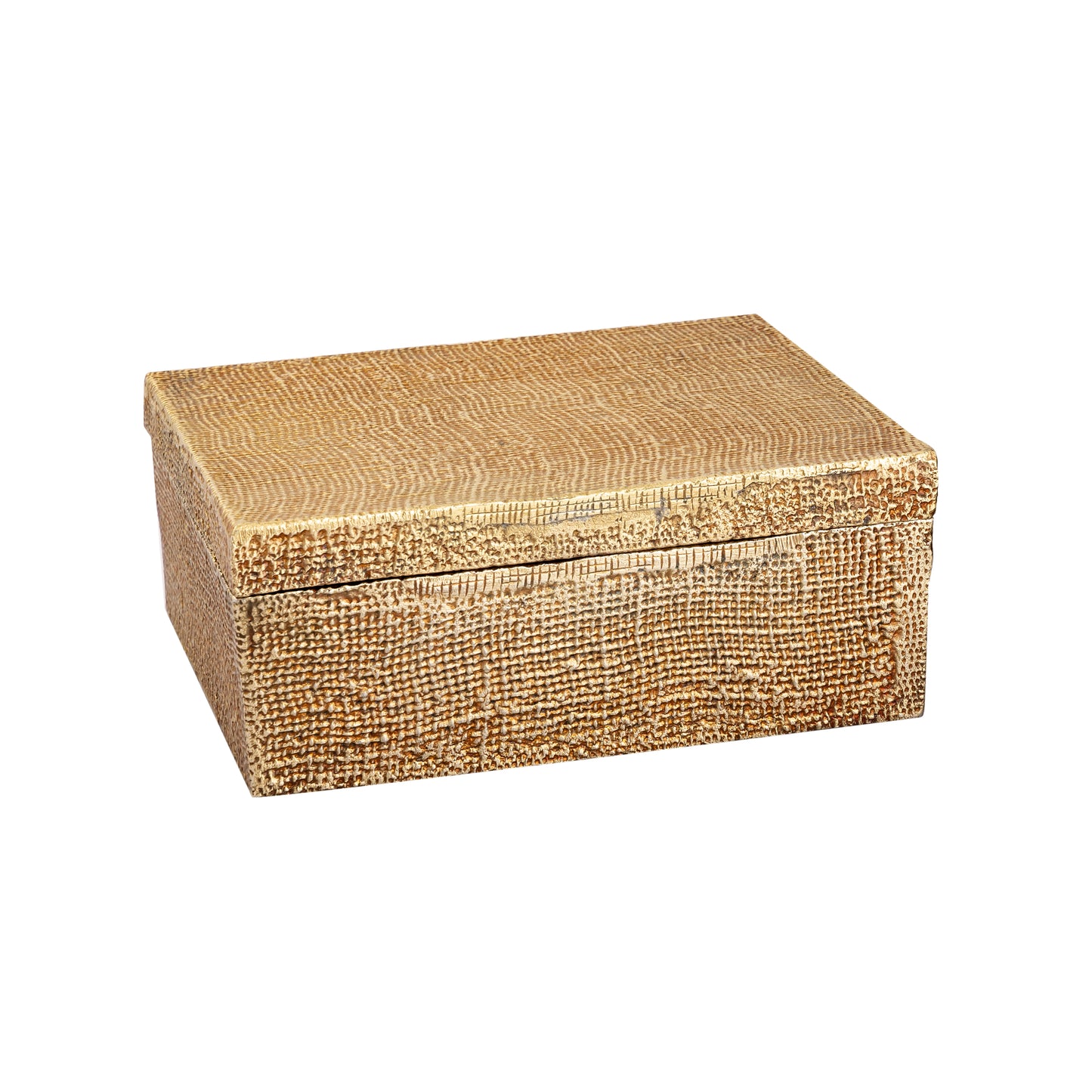 H0807-10663 - Square Linen Texture Box - Small Brass