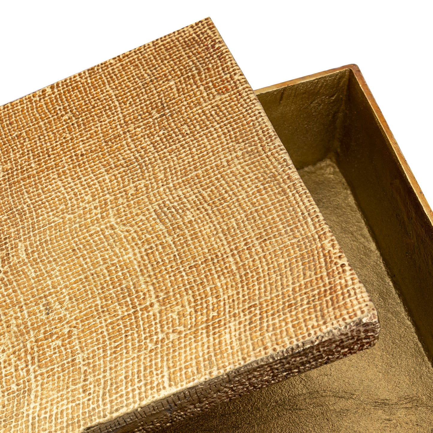 H0807-10663 - Square Linen Texture Box - Small Brass