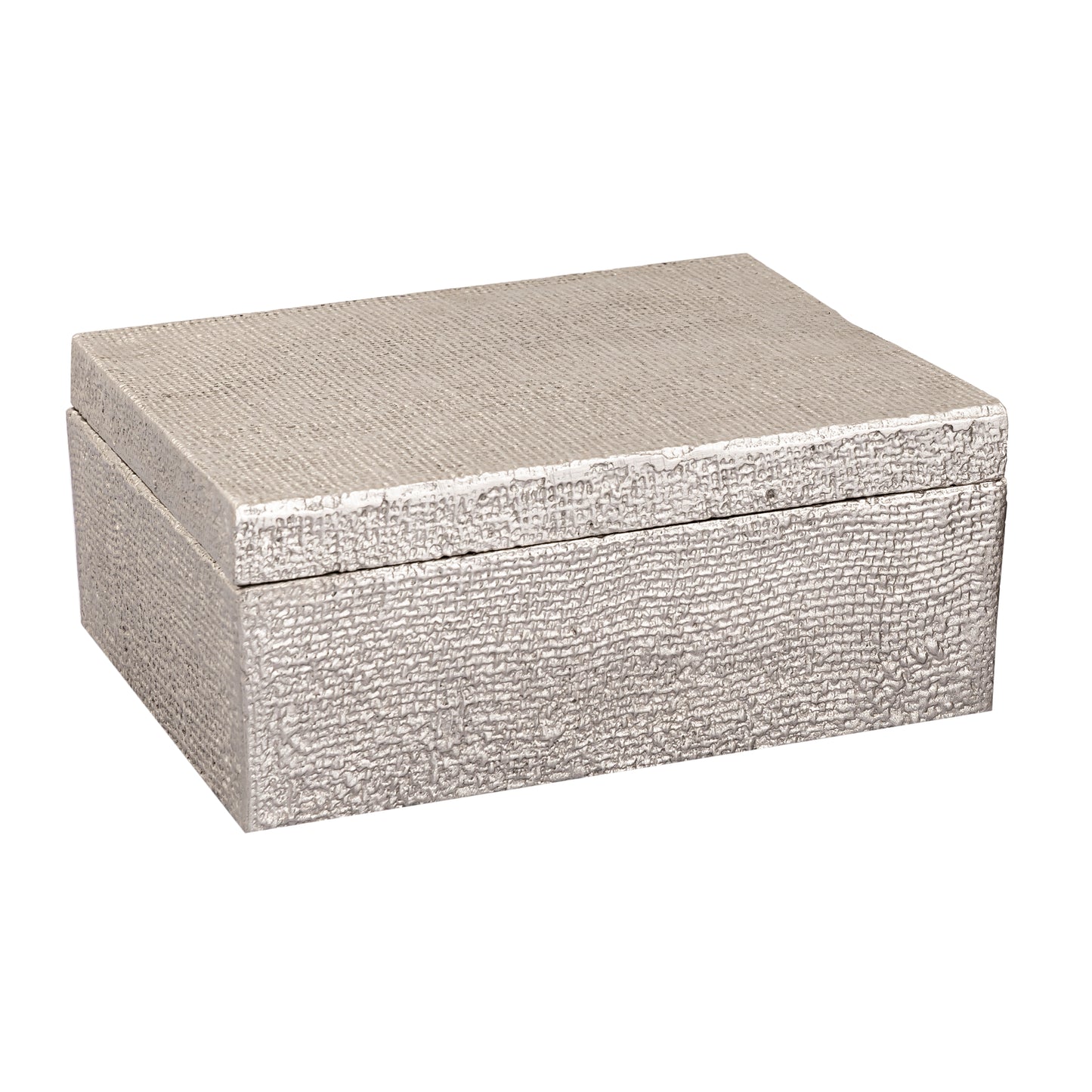 H0807-10665 - Square Linen Texture Box - Large Nickel