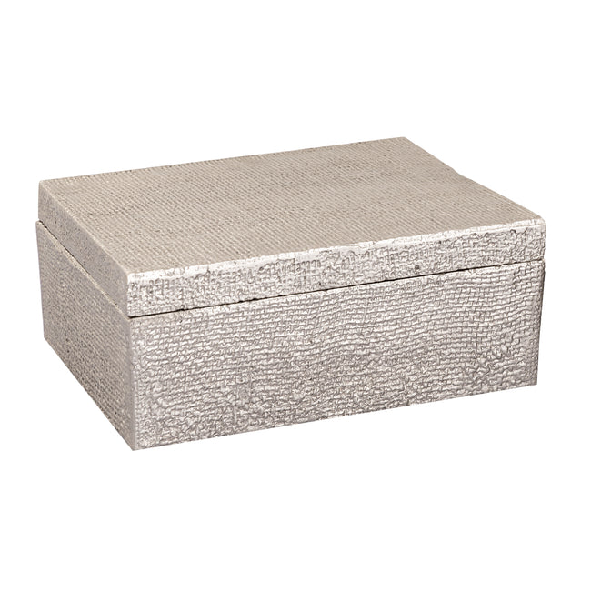 H0807-10665 - Square Linen Texture Box - Large Nickel