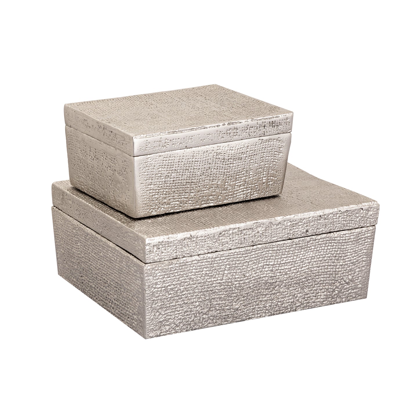 H0807-10665 - Square Linen Texture Box - Large Nickel