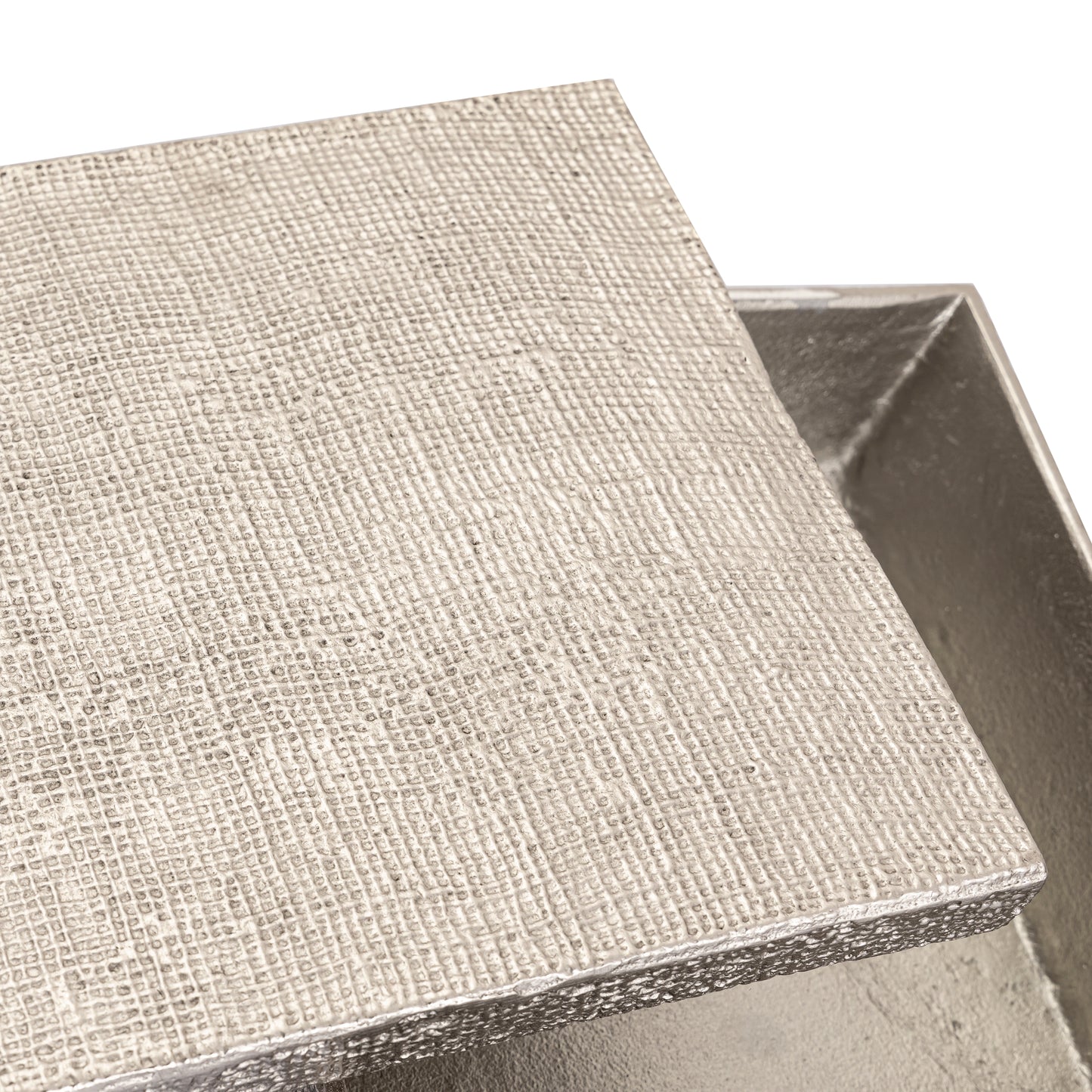 H0807-10665 - Square Linen Texture Box - Large Nickel