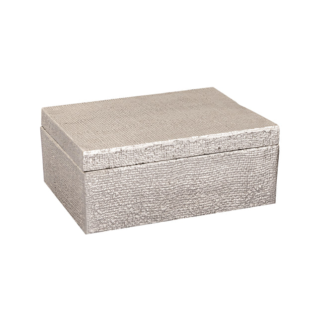 H0807-10666 - Square Linen Texture Box - Small Nickel