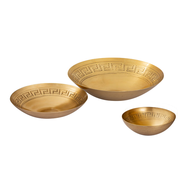 H0807-10667/S3 - Greek Key Bowl - Set of 3 Brass