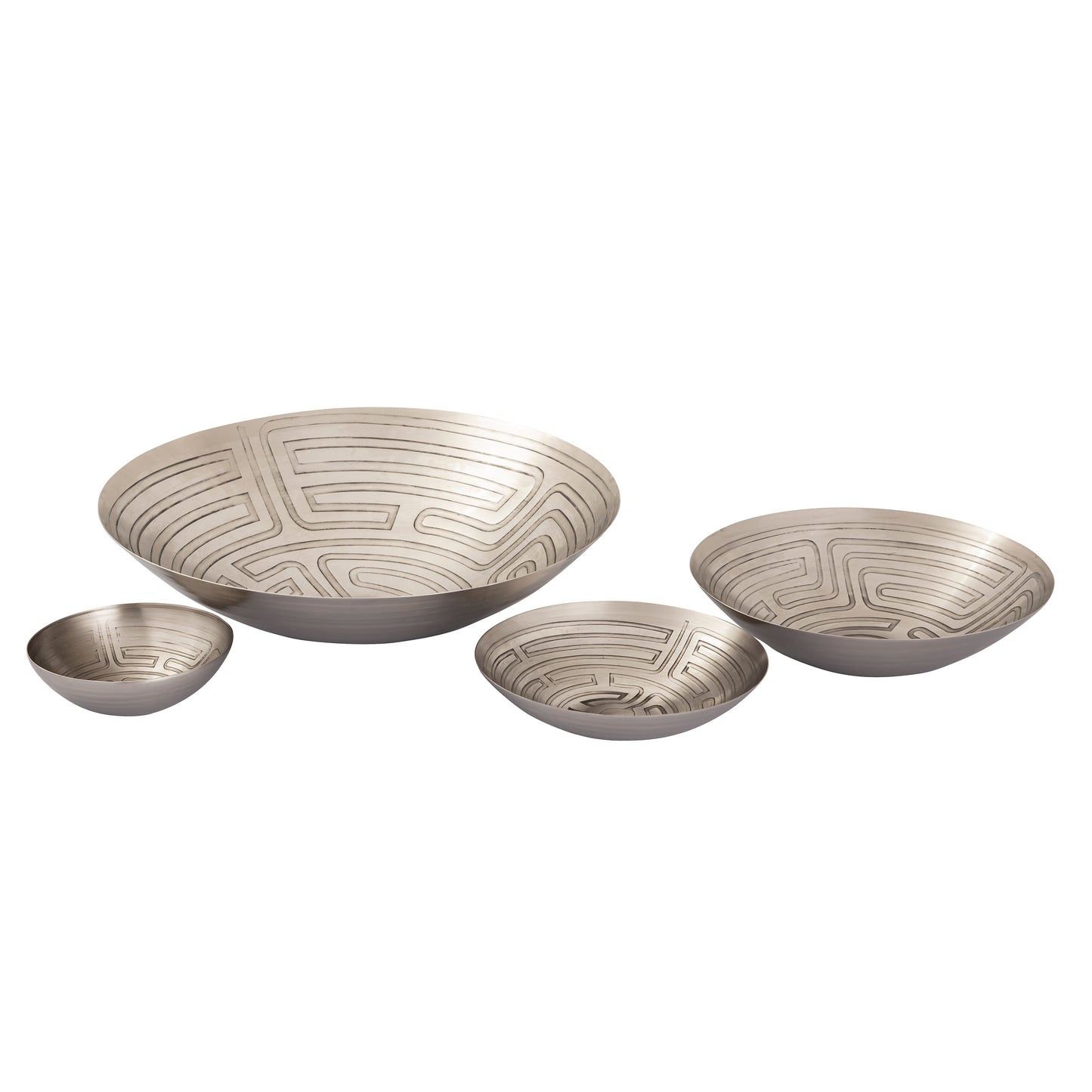 H0807-10671/S3 - Maze Etched Bowl - Set of 3 Nickel