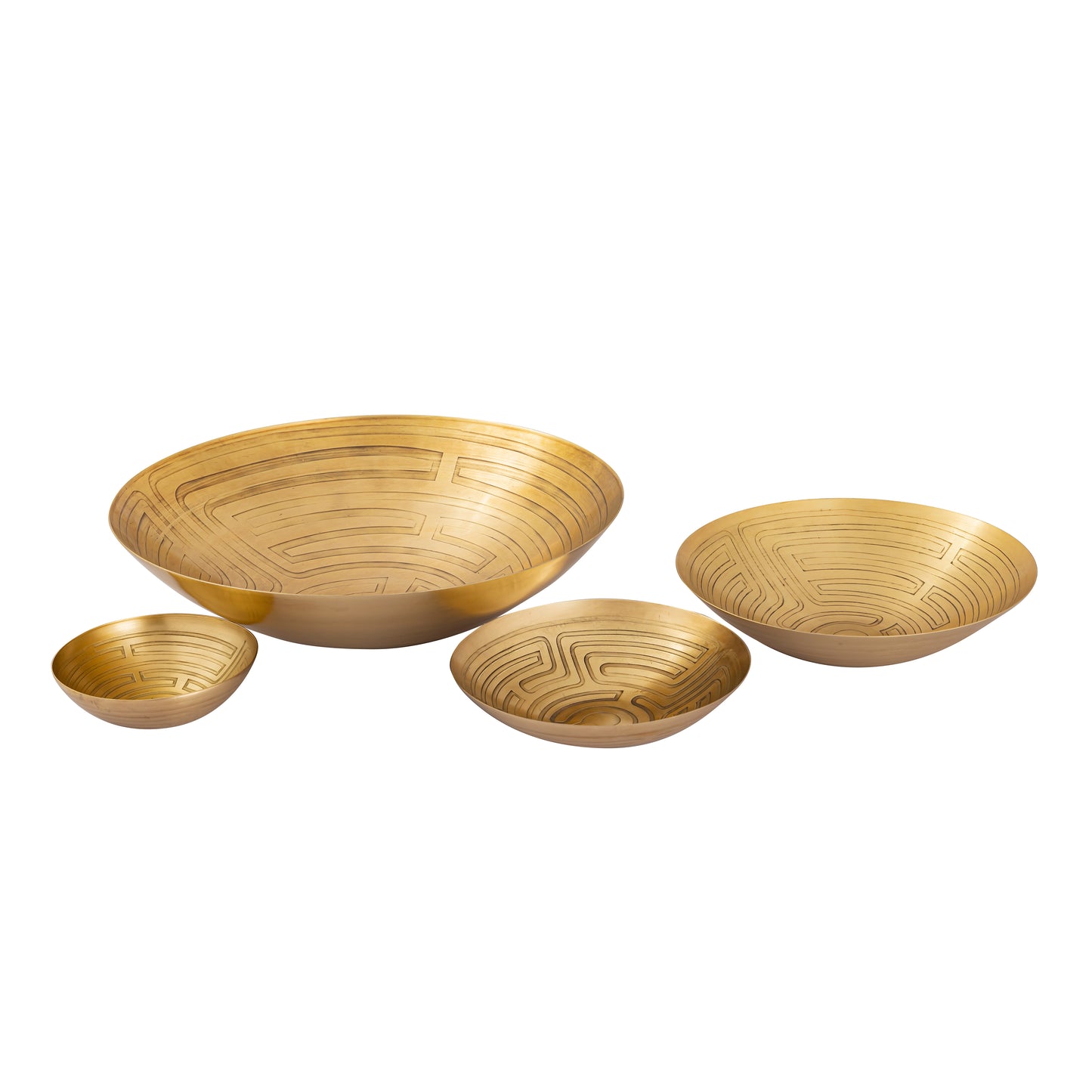 H0807-10673/S3 - Maze Etched Bowl - Set of 3 Brass