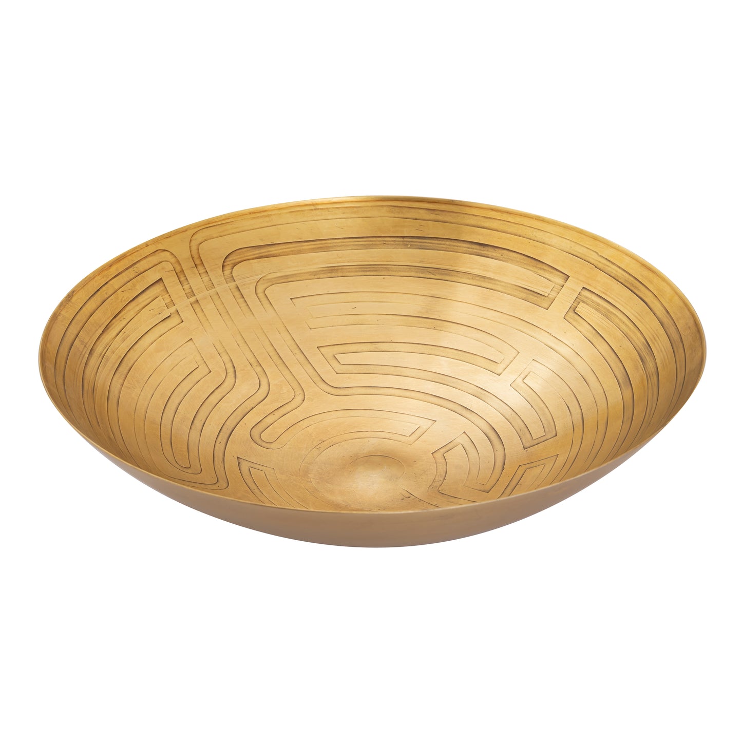 H0807-10674 - Maze Etched Centerpiece Bowl - Brass