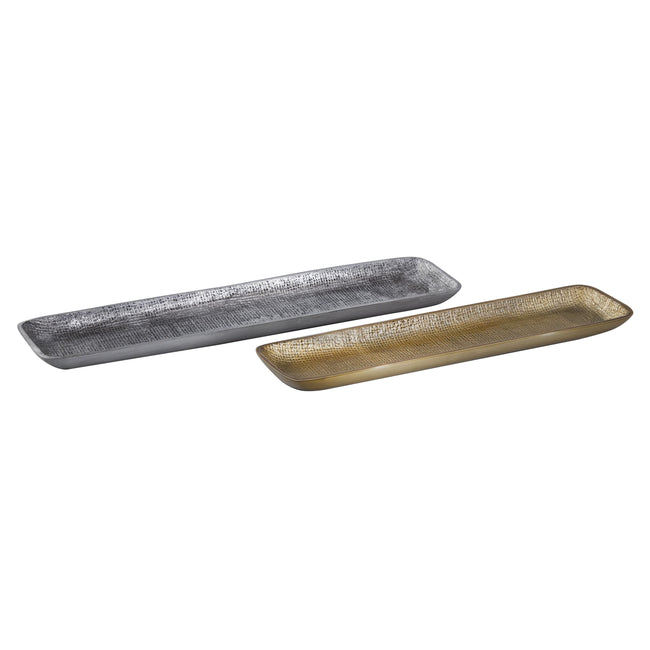 H0807-9245/S2 - Louk Tray - Set of 2 Silver and Brass