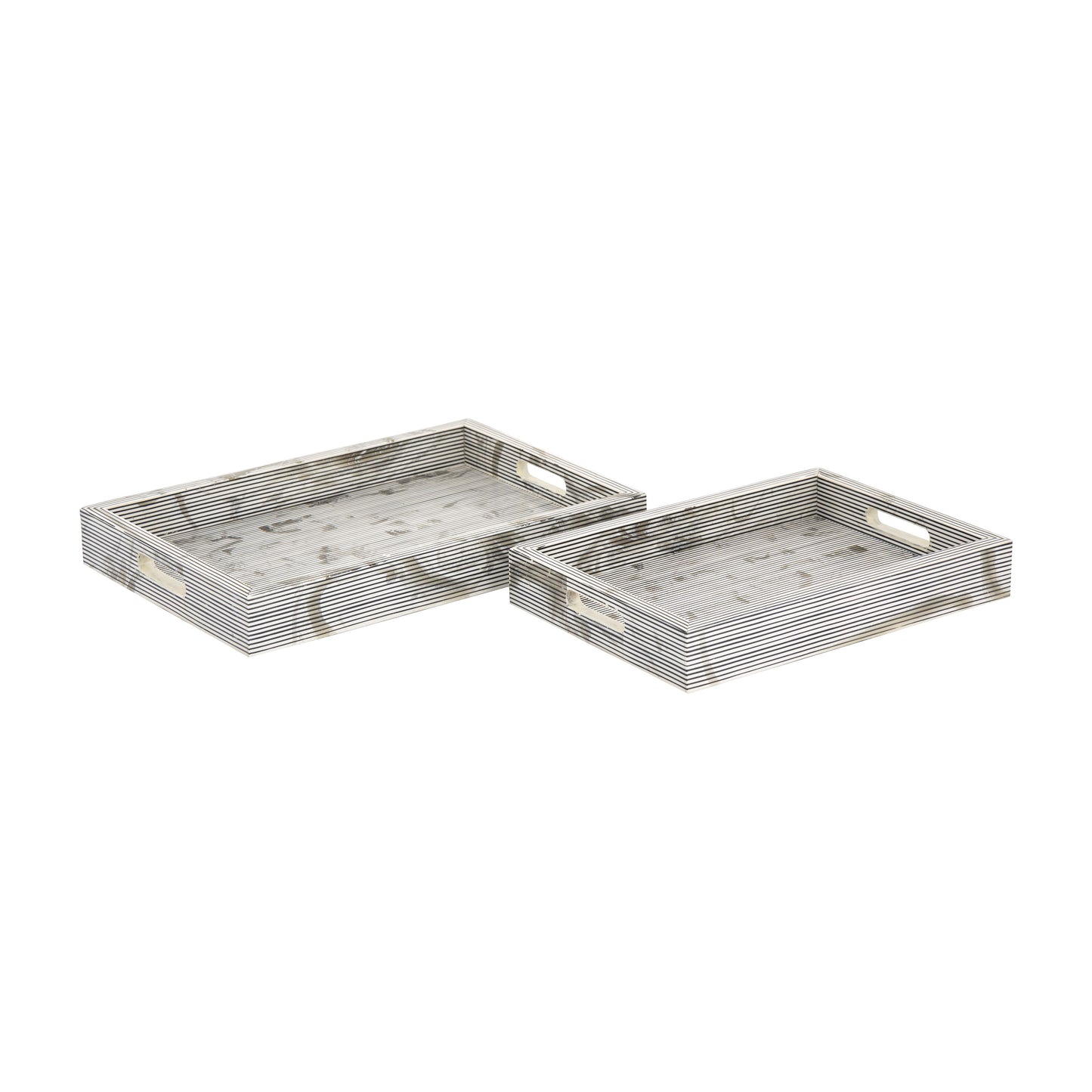 H0807-9765/S2 - Eaton Etched Tray - Set of 2 White