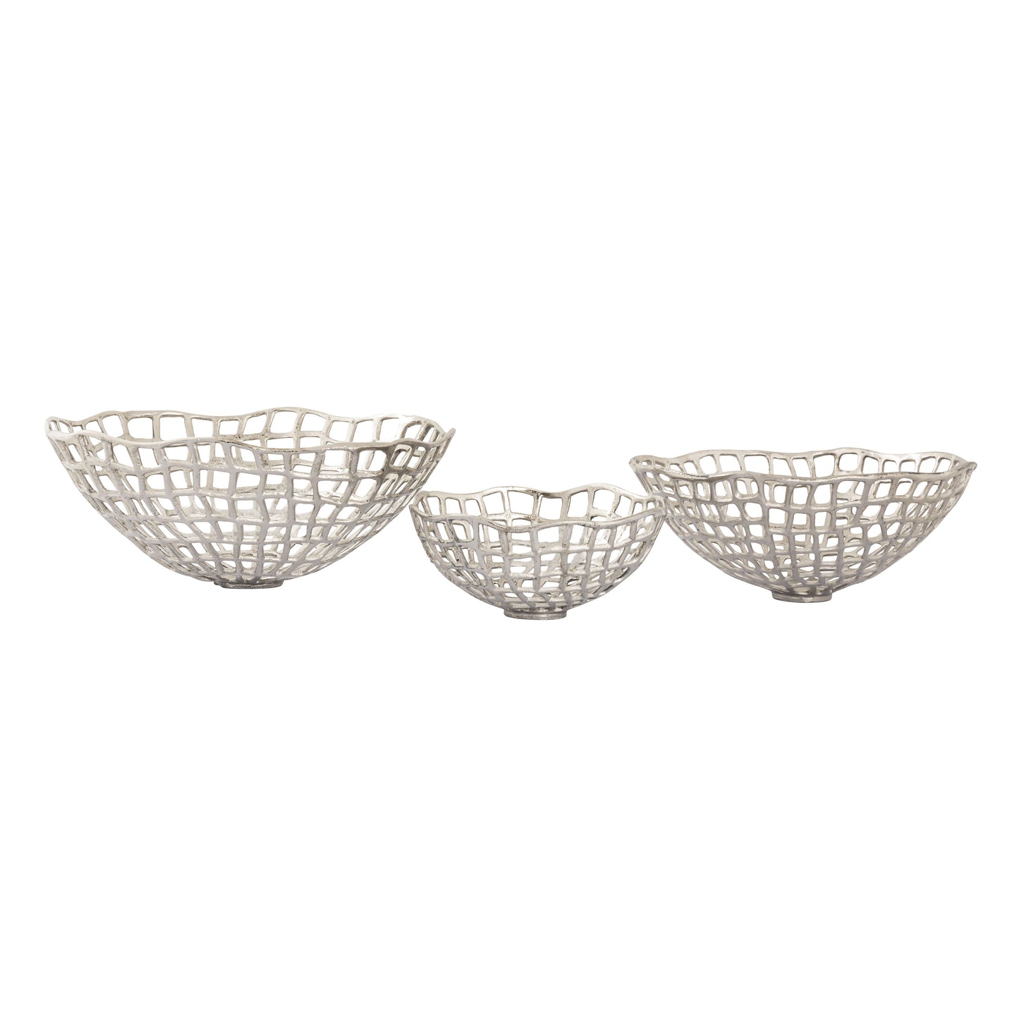 H0807-9794/S3 - Shore Weave Basket - Set of 3 Nickel