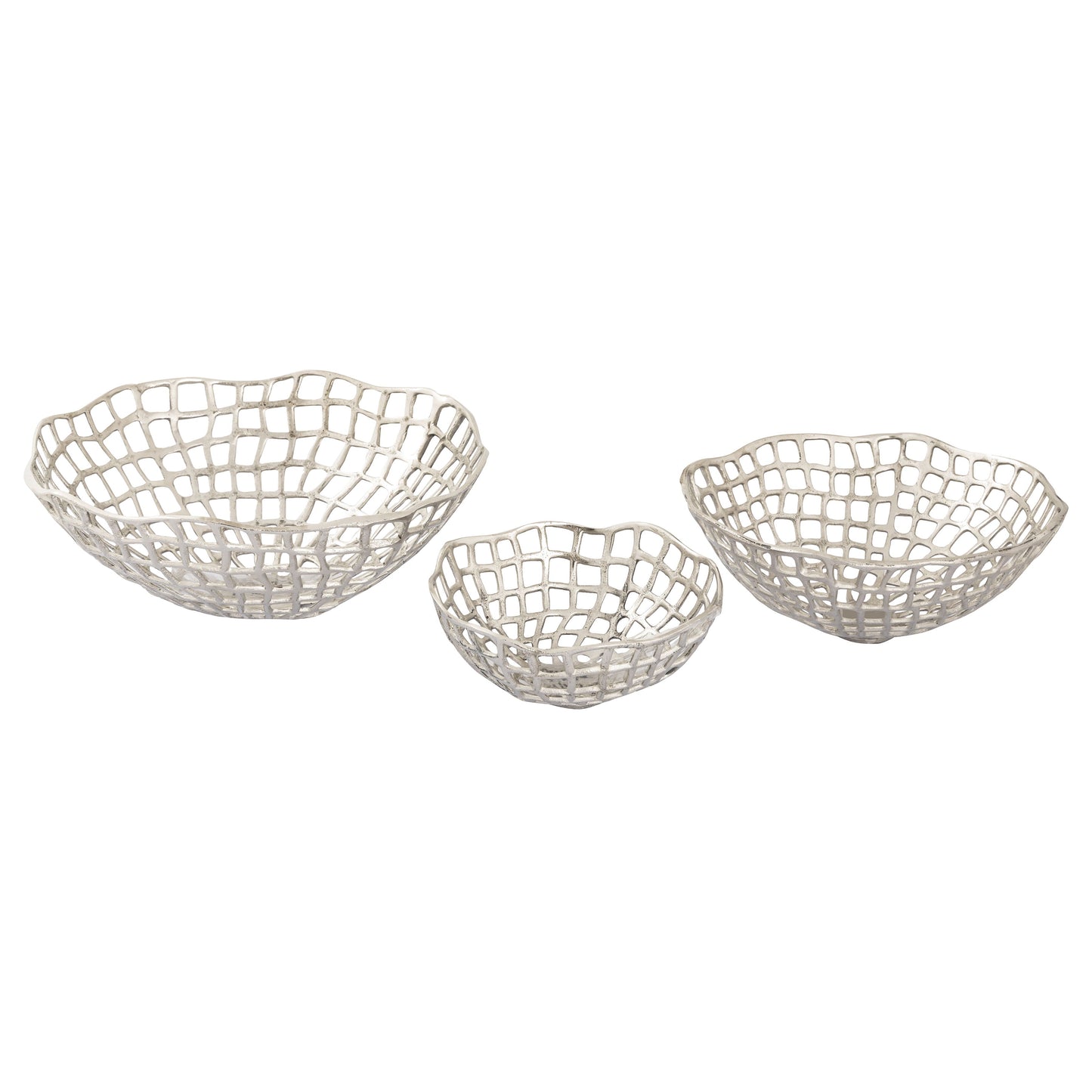 H0807-9794/S3 - Shore Weave Basket - Set of 3 Nickel