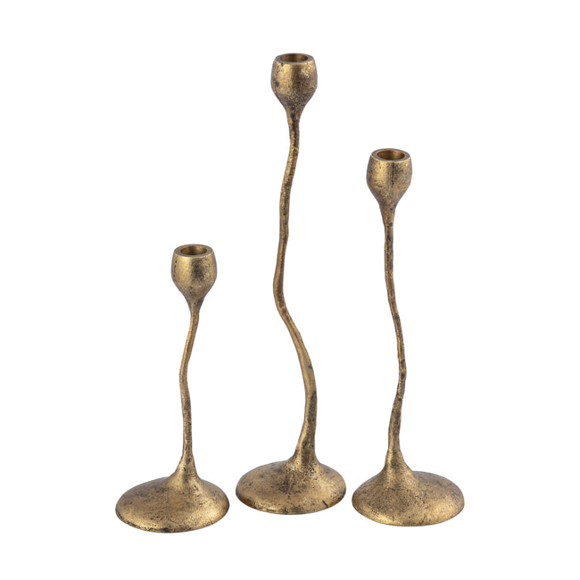 H0897-10924/S3 - Rosen Candleholder - Set of 3 Brass