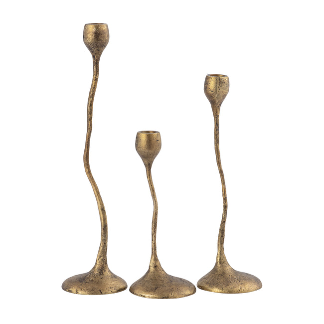 H0897-10924/S3 - Rosen Candleholder - Set of 3 Brass