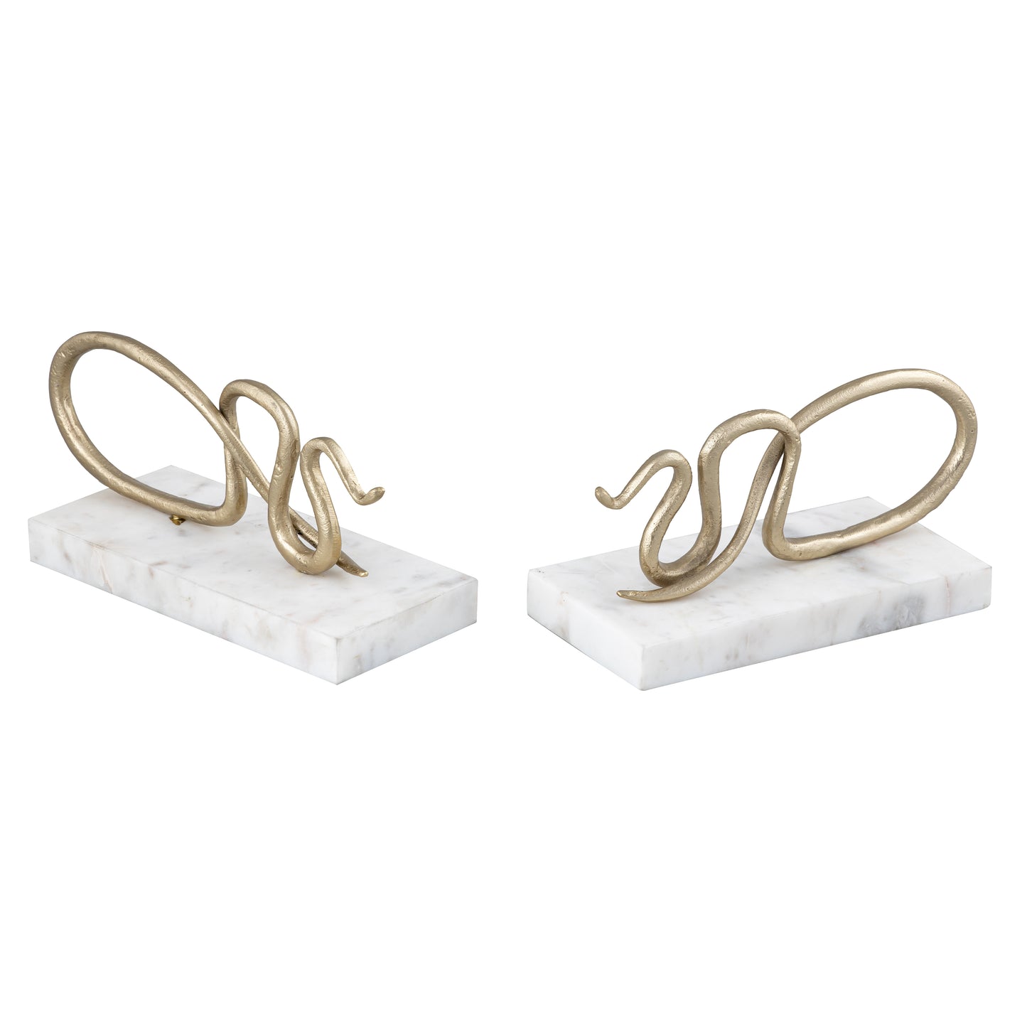 H0897-10932/S2 - Snake Bookend - Set of 2 Polished Brass