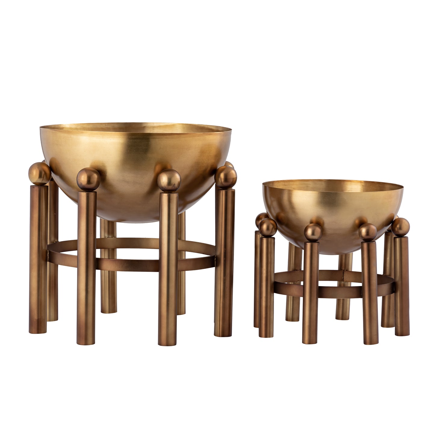 H0897-10935 - Piston Footed Planter - Small Aged Brass