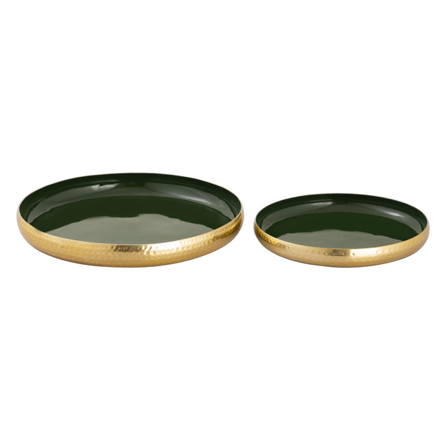 H0897-9781/S2 - Nelson Tray - Set of 2 Dark Green Enamel