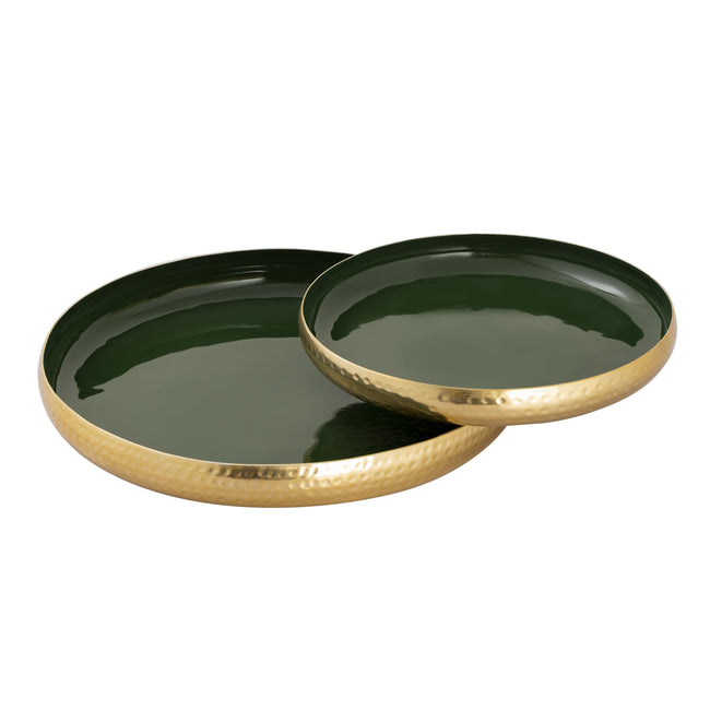 H0897-9781/S2 - Nelson Tray - Set of 2 Dark Green Enamel