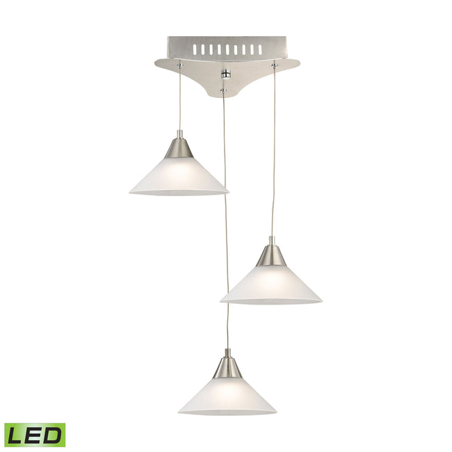 LCA103-10-16M - Cono 12'' Wide 3-Light Mini Pendant - Satin Nickel