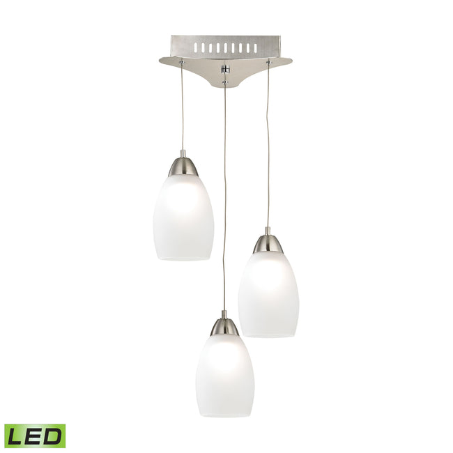 LCA203-10-16M - Buro 9'' Wide 3-Light Mini Pendant - Satin Nickel